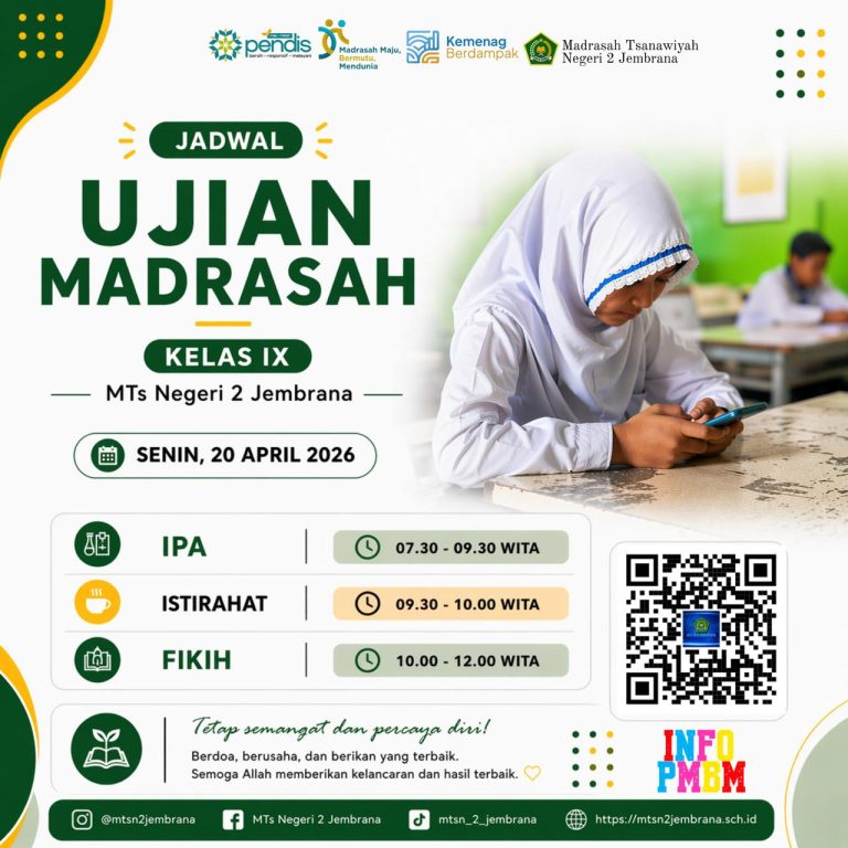 JADWAL UJIAN MADRASAH KELAS IX